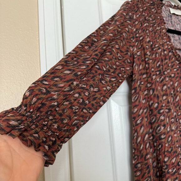 Auguste the Label Isaac Brown Burgundy Midi Thyme Dress Abstract Pattern Size 6 - Picture 4 of 16